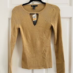 Sweater top INC metallic gold size Small